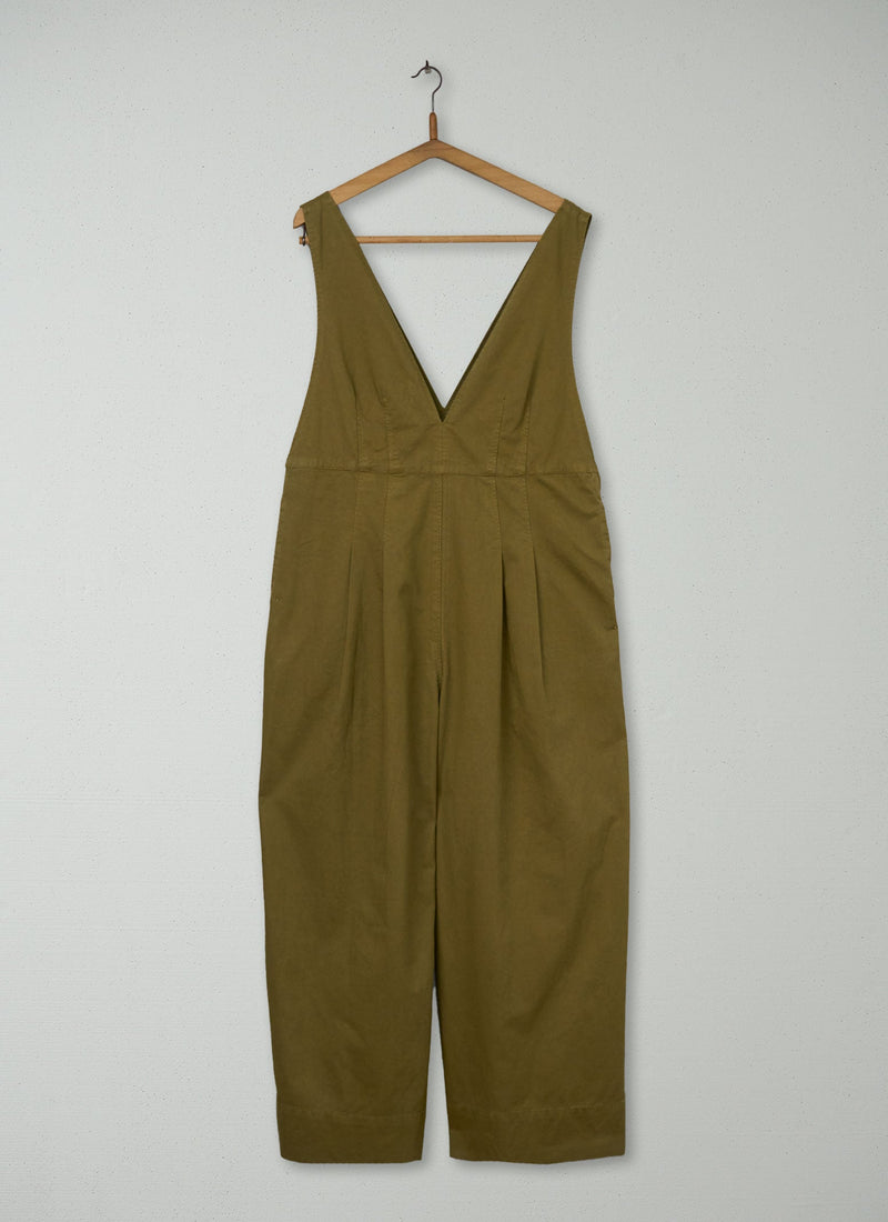 Reworn V Neck Cotton Linen Twill Jumpsuit Size 16 (920) | Linden