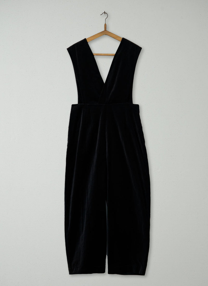 Reworn Cotton Velvet Pinafore Jumpsuit Size 10 (888) | Brown Slate