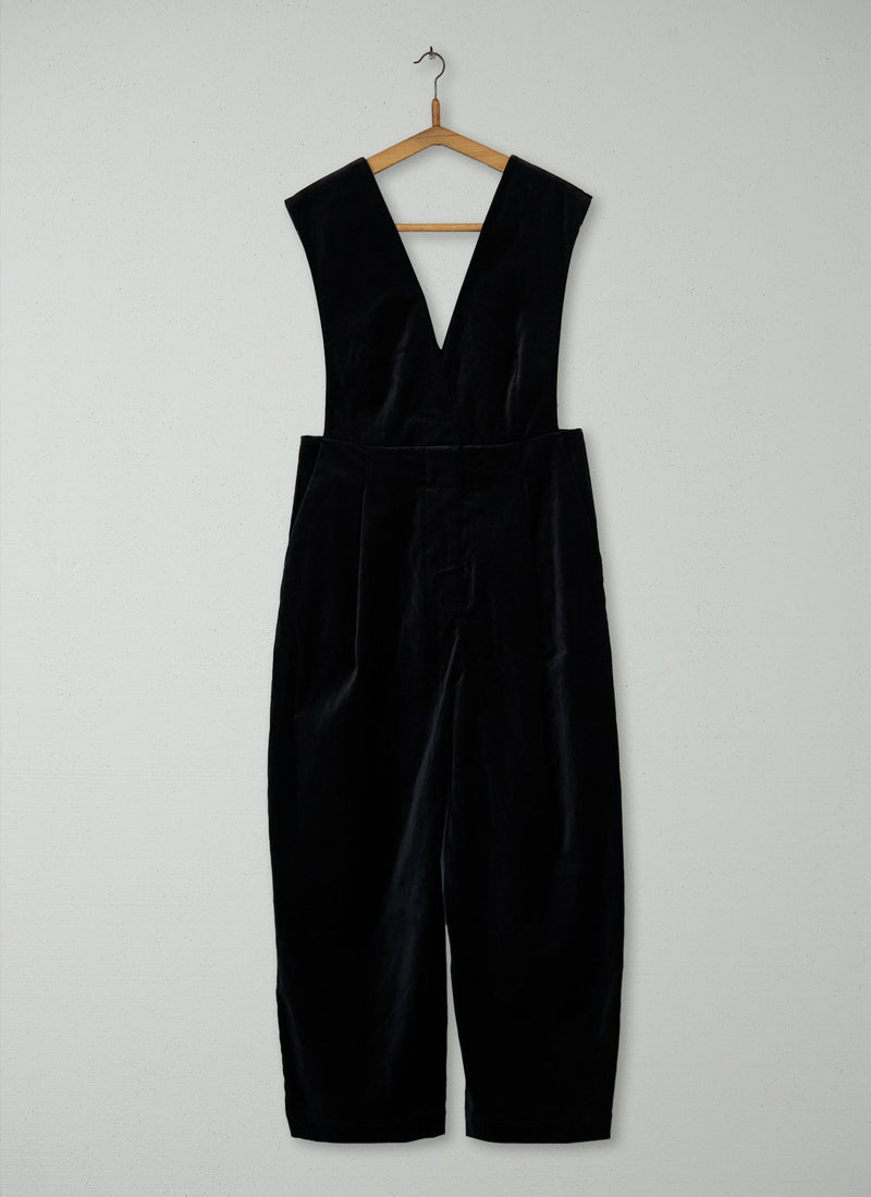 Reworn Cotton Velvet Pinafore Jumpsuit Size 10 (888) | Brown Slate