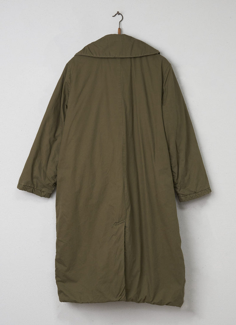 Reworn Quilted  Overcoat Size M (003) | Brown Khaki