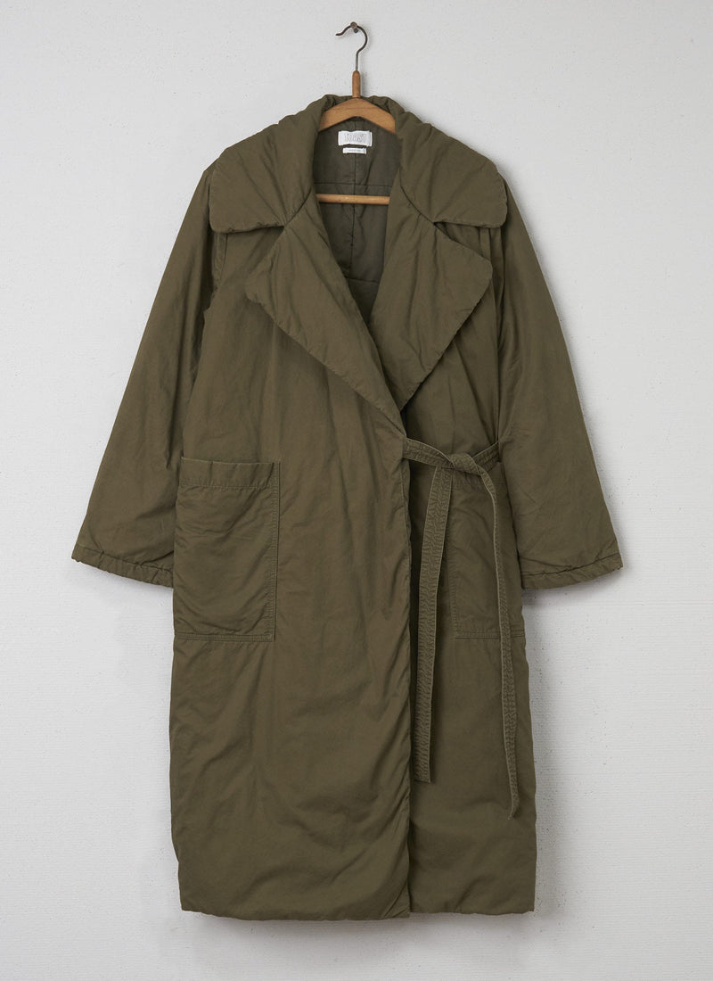 Reworn Quilted  Overcoat Size M (003) | Brown Khaki
