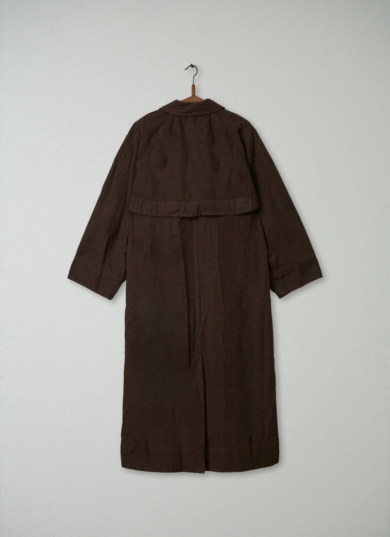 Reworn Cotton Linen Canvas Coat Size 10 (022) | Bark