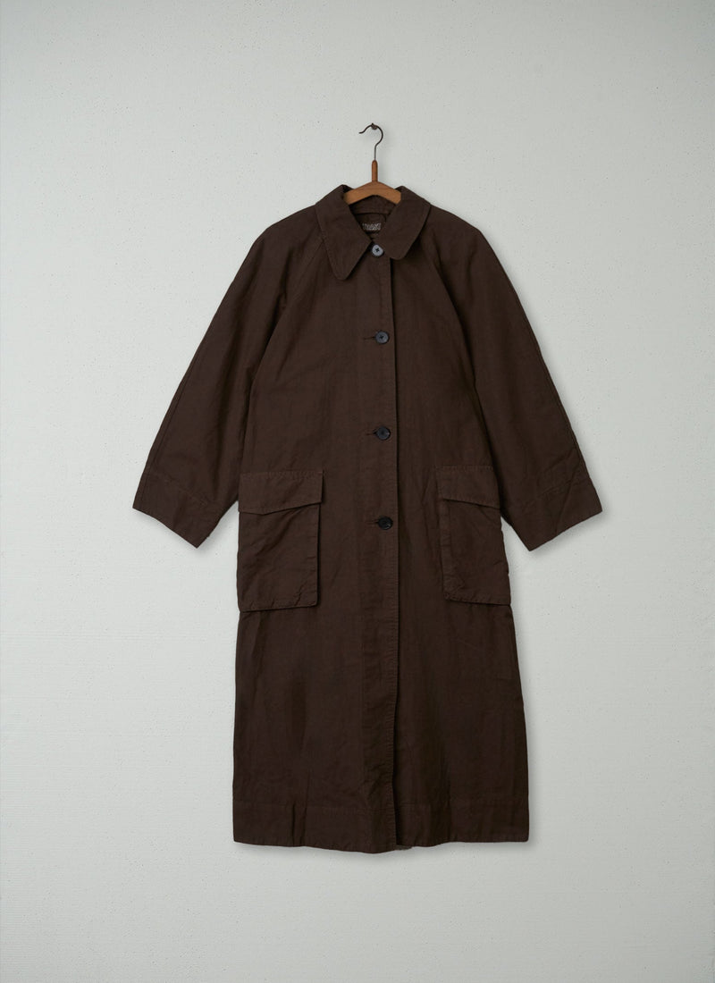 Reworn Cotton Linen Canvas Coat Size 10 (022) | Bark