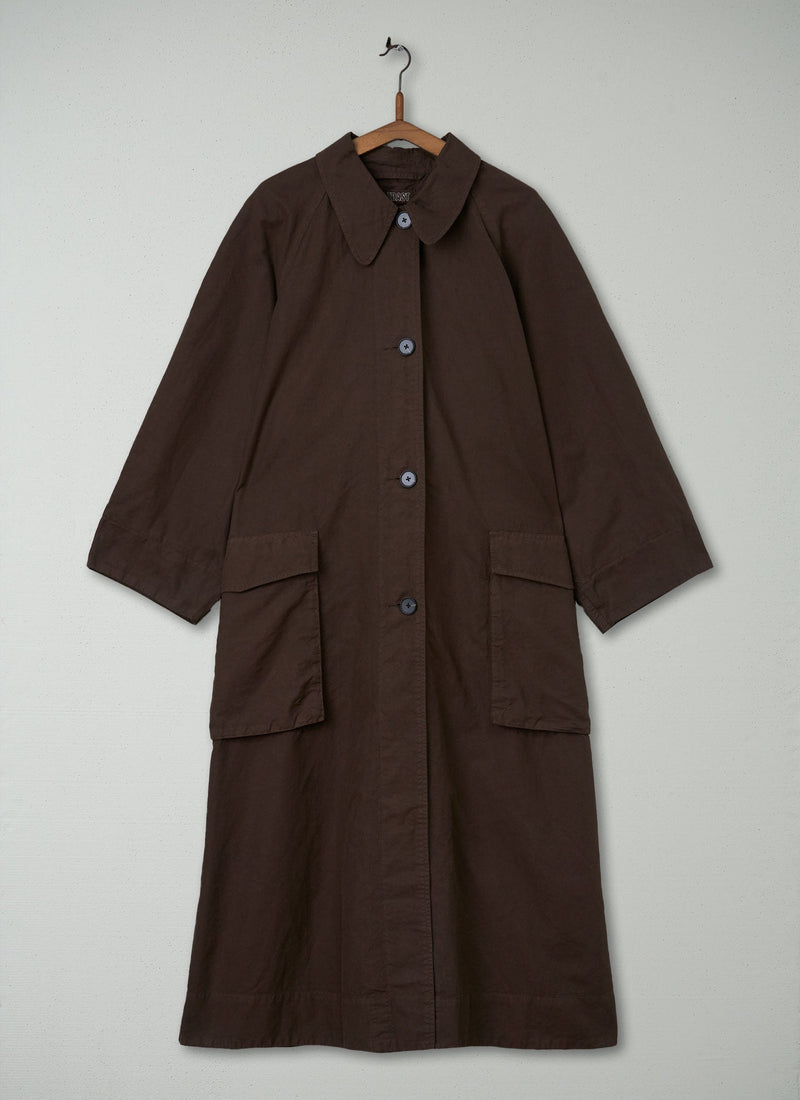 Reworn Cotton Linen Canvas Coat Size 10 (075) | Bark