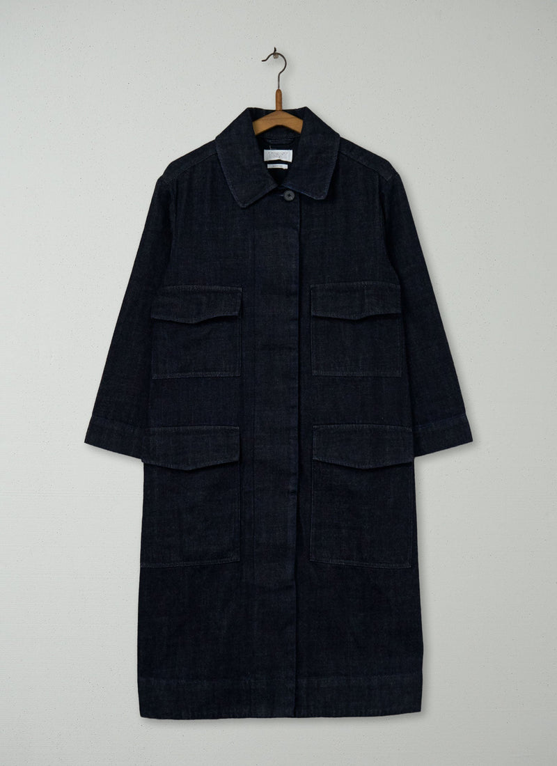Reworn Denim Workwear Coat Size 8 (111) | Indigo