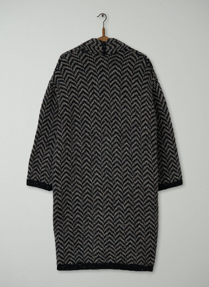 Reworn Herringbone Wool Knit Coat Size S (119) | Multi