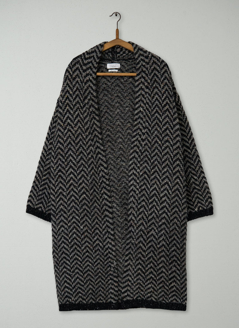 Reworn Herringbone Wool Knit Coat Size S (127) | Multi