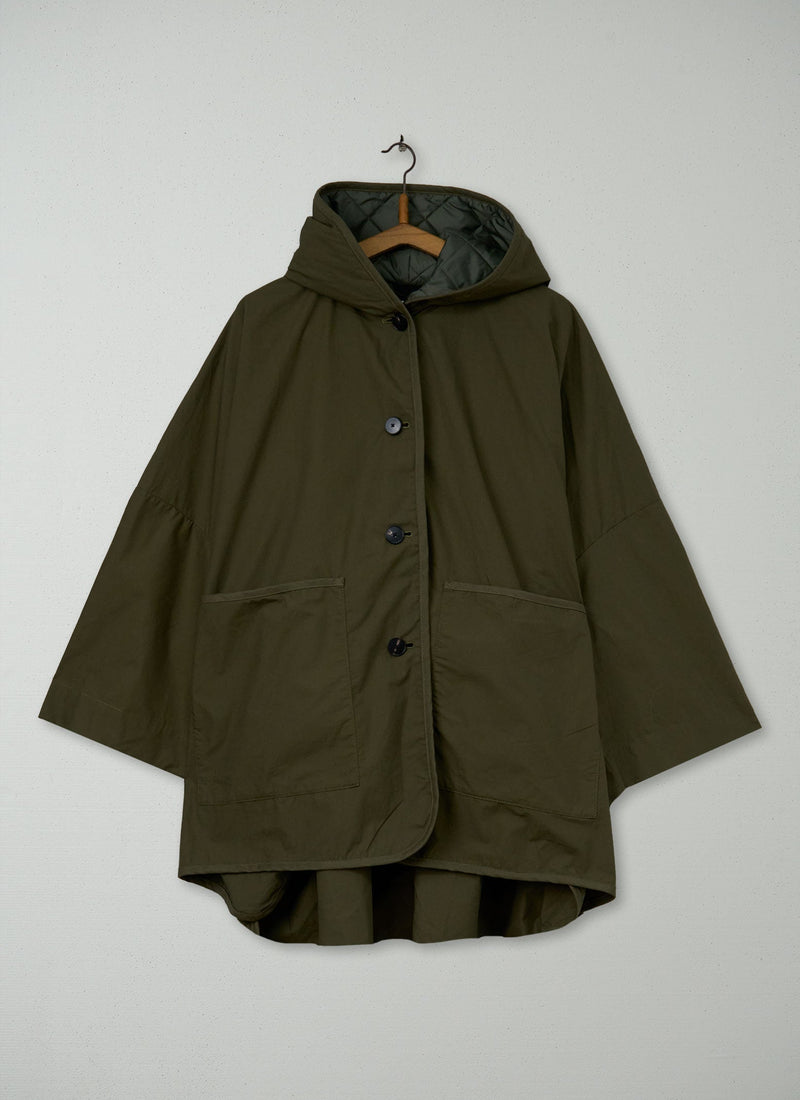 Reworn Wax Cotton Poncho One Size (108) | Brown Khaki