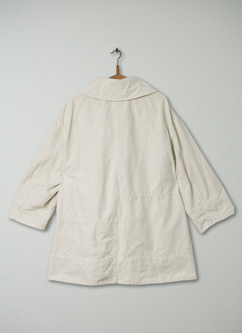 Reworn Cotton Linen Canvas Peacoat Size S (025) | Pale Stone