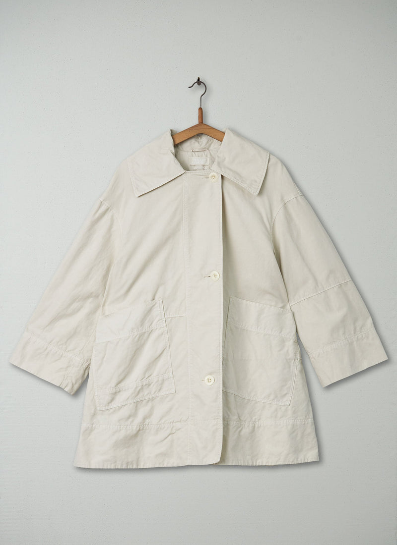 Reworn Cotton Linen Canvas Peacoat Size S (025) | Pale Stone