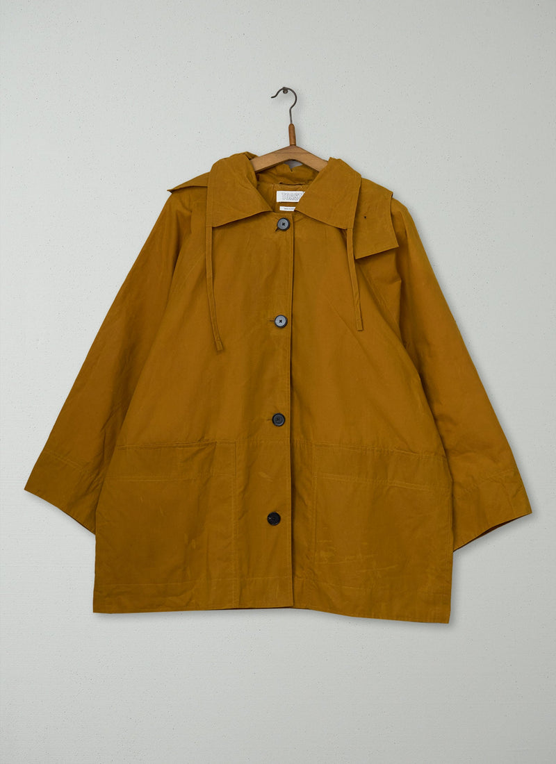 Reworn Waxed Cotton Anorak Size LXL (154) | Cumin