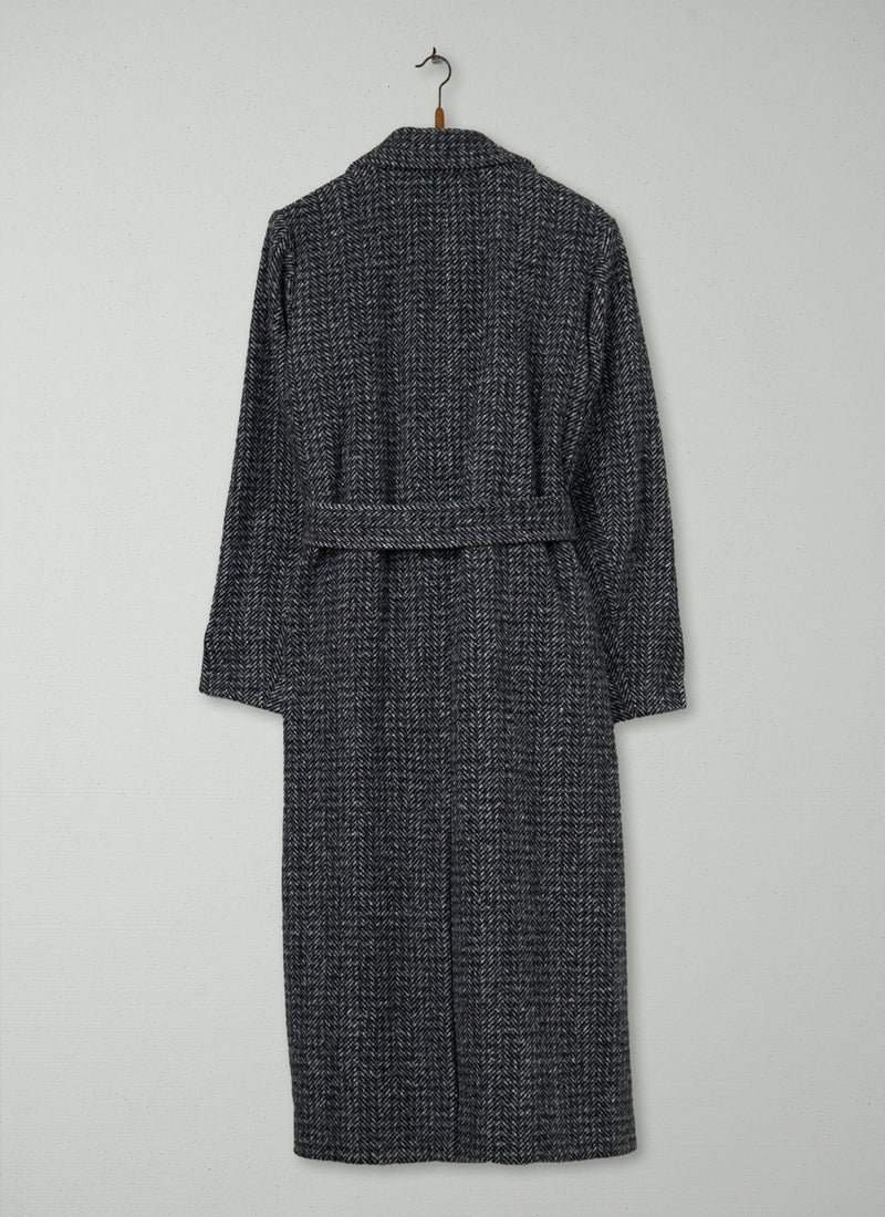 Reworn Wool Herringbone Belted Coat Size 10 (113) | Multi
