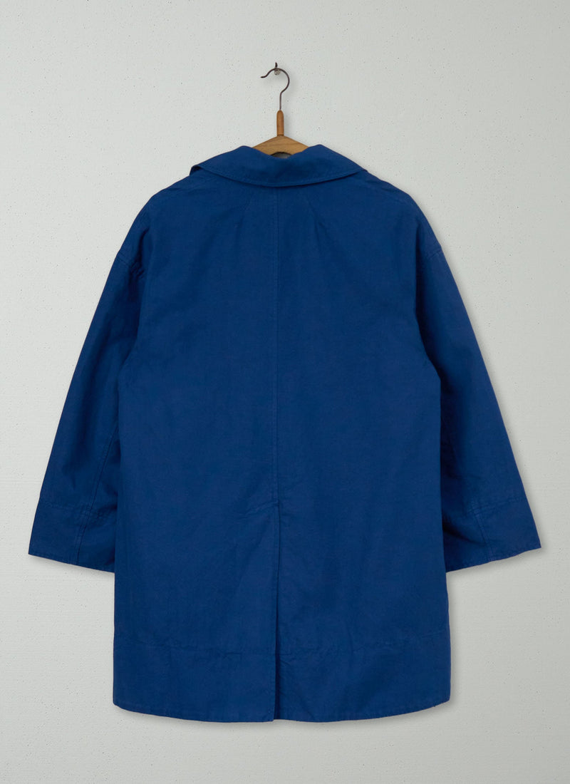 Reworn Cotton Linen Canvas Coat Size XXSXS (086) | Dark Ash Blue