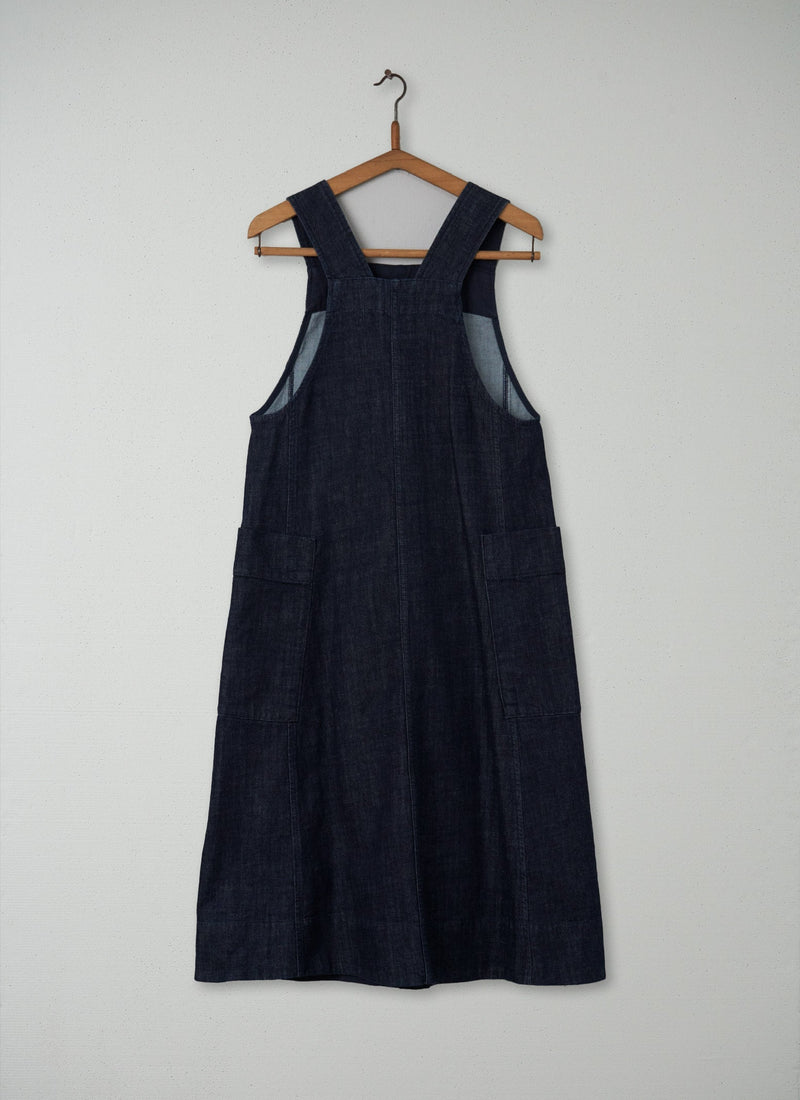 Reworn Indigo Denim Pinafore Dress Size 6 (163) | Indigo
