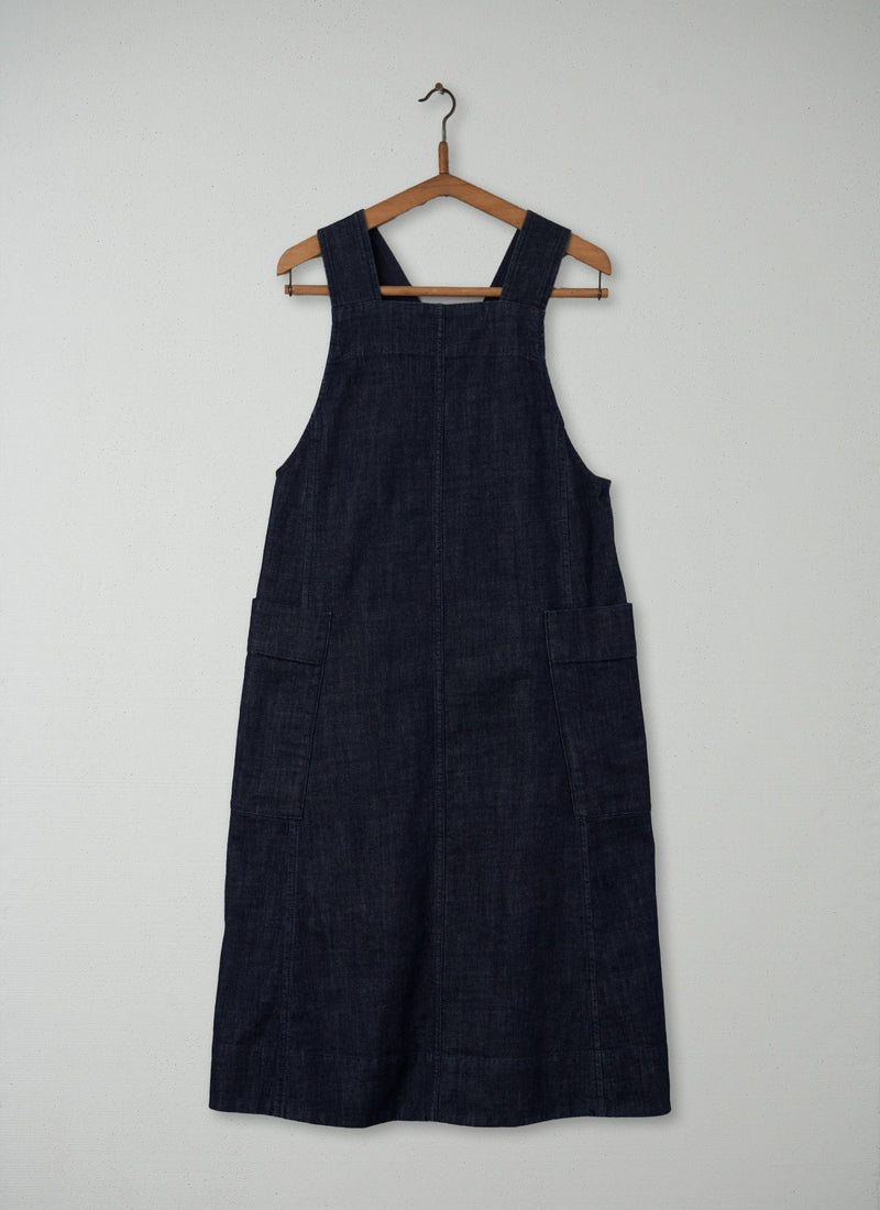 Reworn Indigo Denim Pinafore Dress Size 6 (163) | Indigo