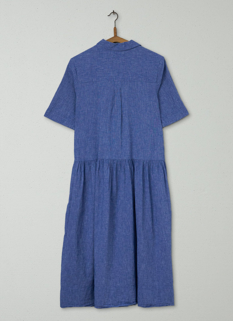 Reworn Cotton Linen Shirt Dress Size 10 (1184) | Chambray