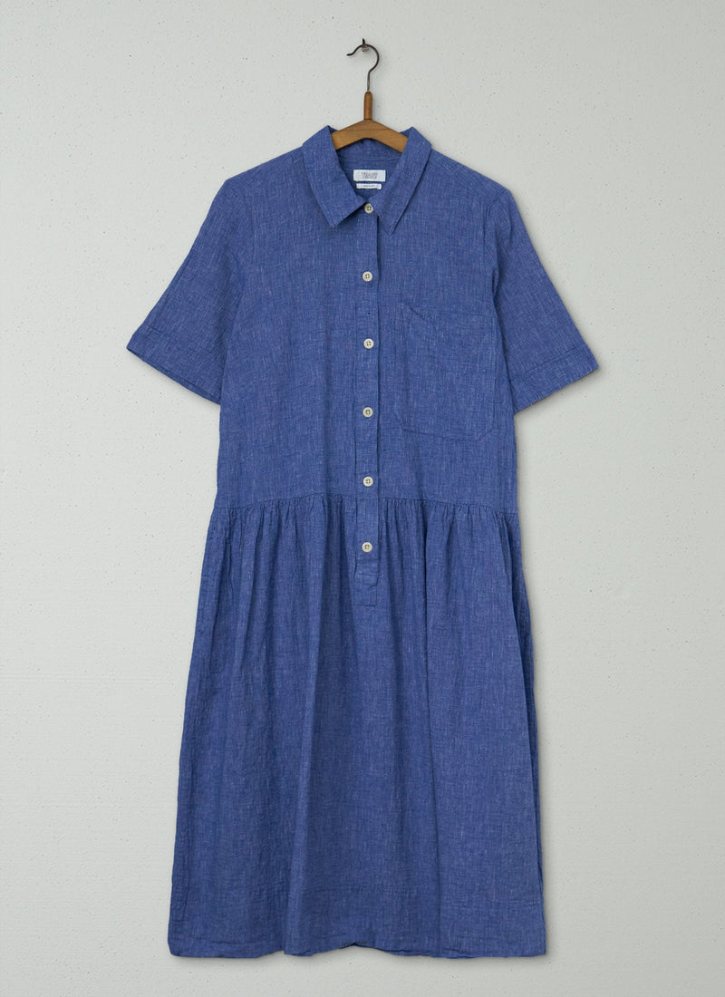 Reworn Cotton Linen Shirt Dress Size 8 (1756) | Chambray
