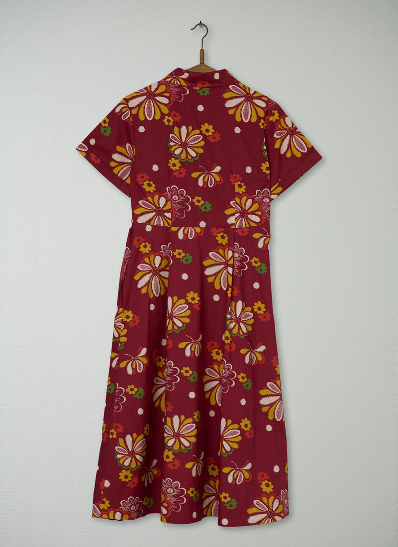 Reworn Floral Cotton Dress Size 8 (1211) | Crimson