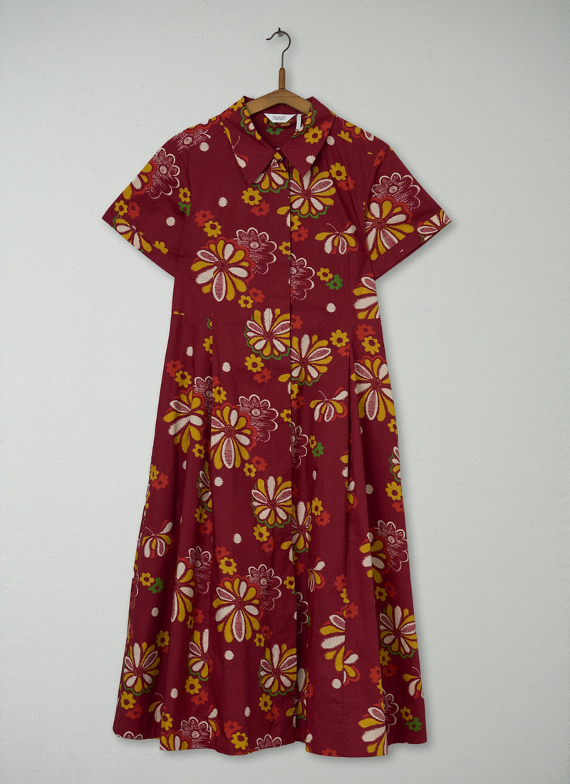 Reworn Floral Cotton Dress Size 8 (1211) | Crimson