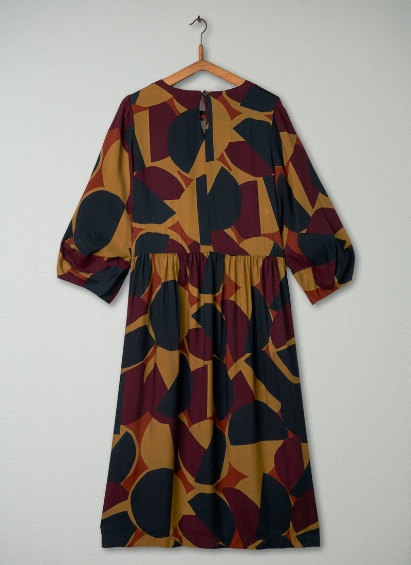 Reworn Gathered Waist Dress Size 14 (347) | Multi