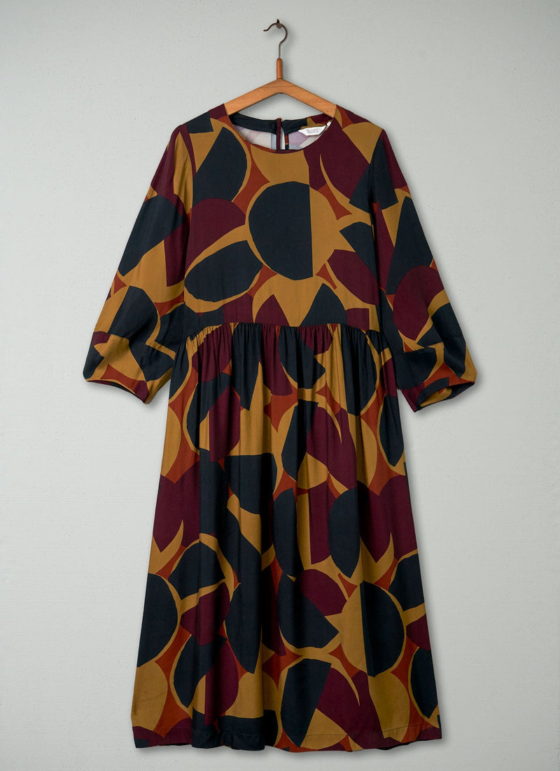 Reworn Gathered Waist Dress Size 14 (347) | Multi