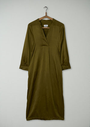Reworn Seersucker Tunic Dress Size 8 (857) | Peat
