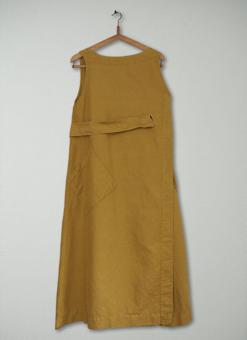 Reworn Cotton Linen Wrap Dress Size 10 (472) | Sahara Yellow