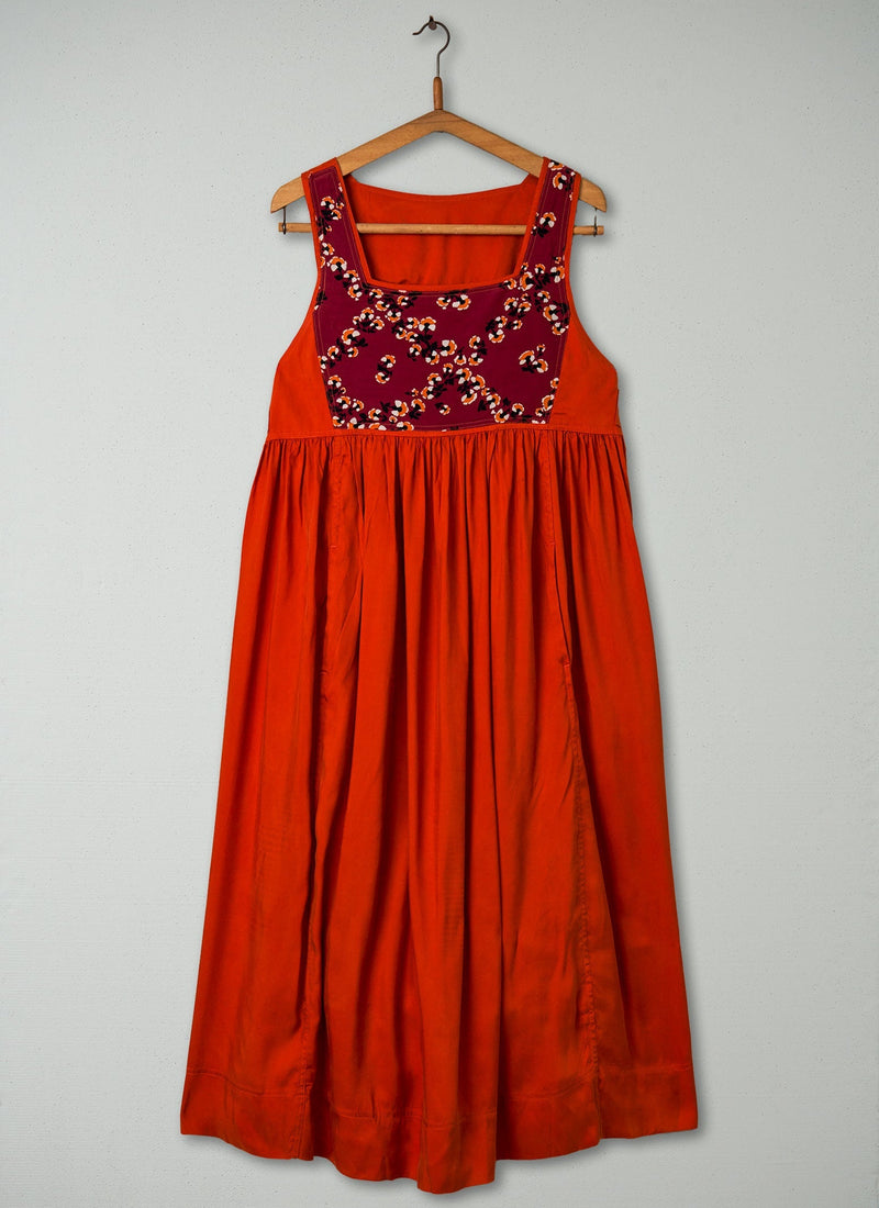 Reworn Gathered Pinafore Wrap Dress Size 10 (356) | Nasturtium