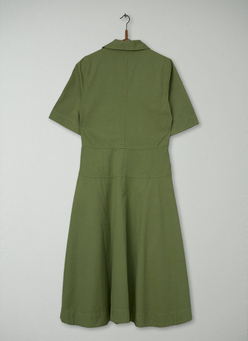 Reworn Cotton Linen Shirt Dress Size 8 (1155) | Dark Woodbine