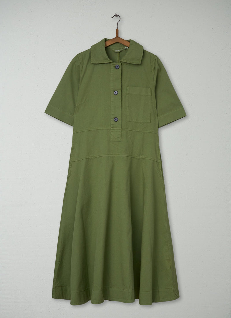 Reworn Cotton Linen Shirt Dress Size 8 (1155) | Dark Woodbine