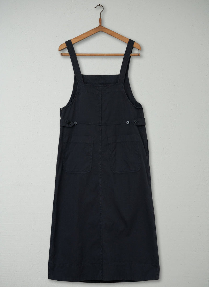 Reworn Twill Pinafore Dress Size 12 (522) | Slate Blue