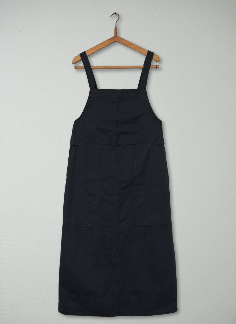 Reworn Twill Pinafore Dress Size 12 (522) | Slate Blue
