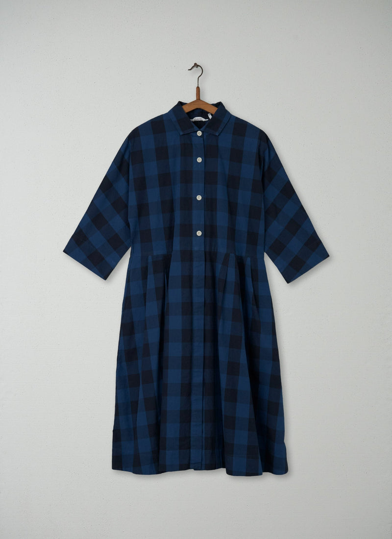 Reworn Gingham Check Dress Size S (121) | Blue
