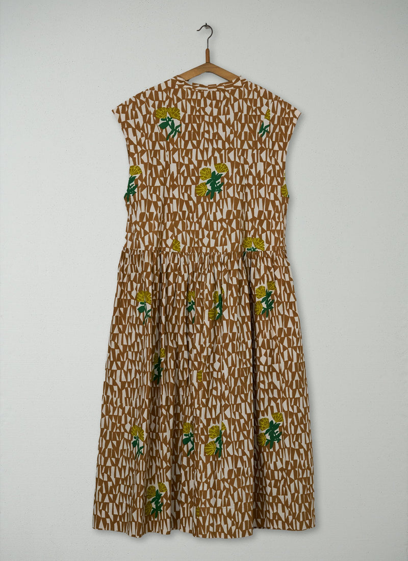 Reworn Tangram Print Dress Size 6 (1159) | Copper