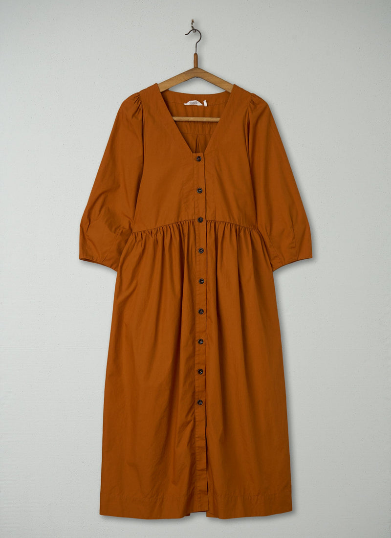 Reworn Cotton Poplin Dress Size 12 (1369) | Burnt Orange