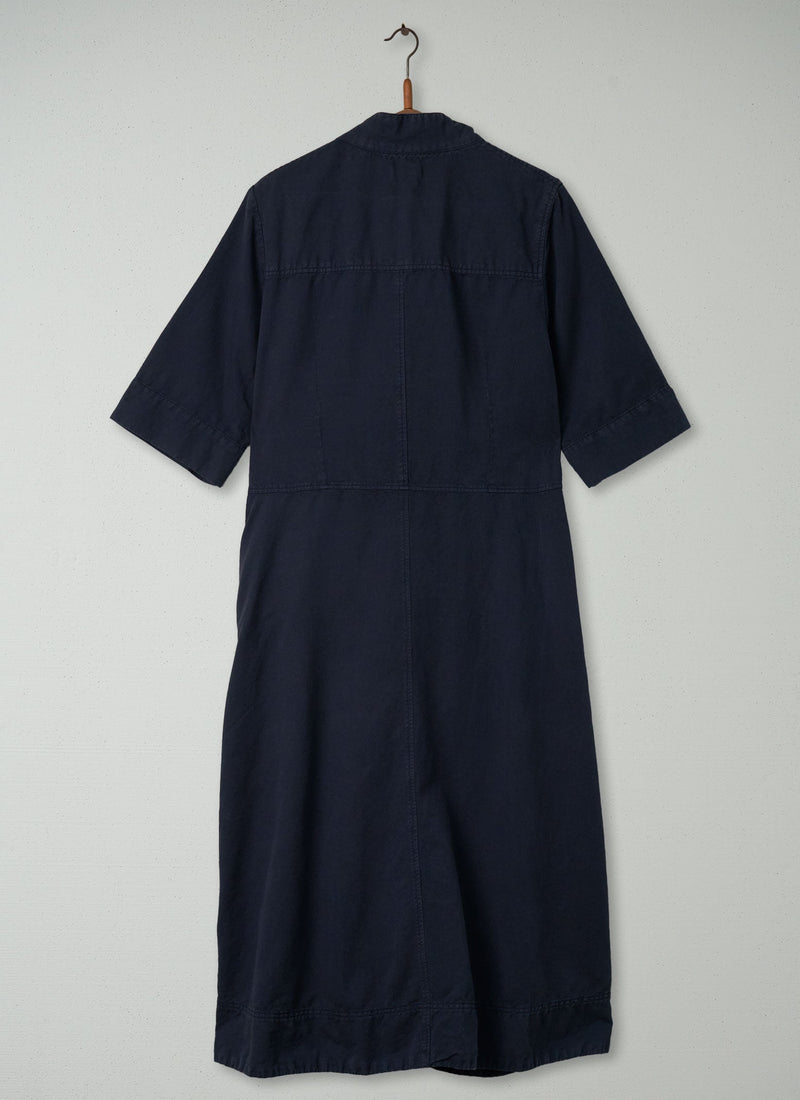 Reworn Cotton Linen Utility Dress Size 16 (334) | Slate Blue