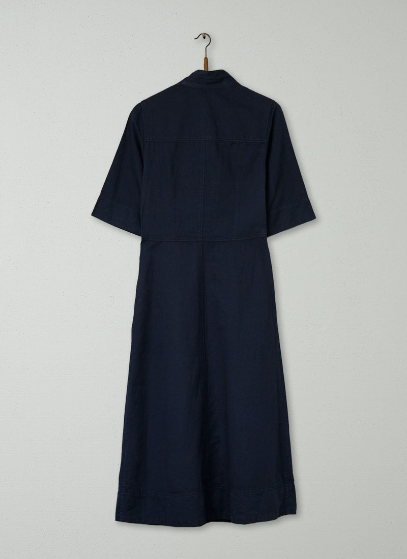Reworn Draped Utility Dress Size 6 (1392) | Slate Blue