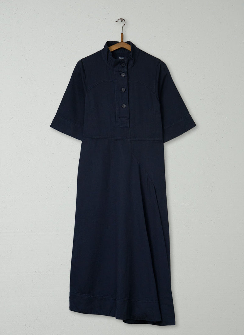 Reworn Draped Utility Dress Size 6 (1392) | Slate Blue