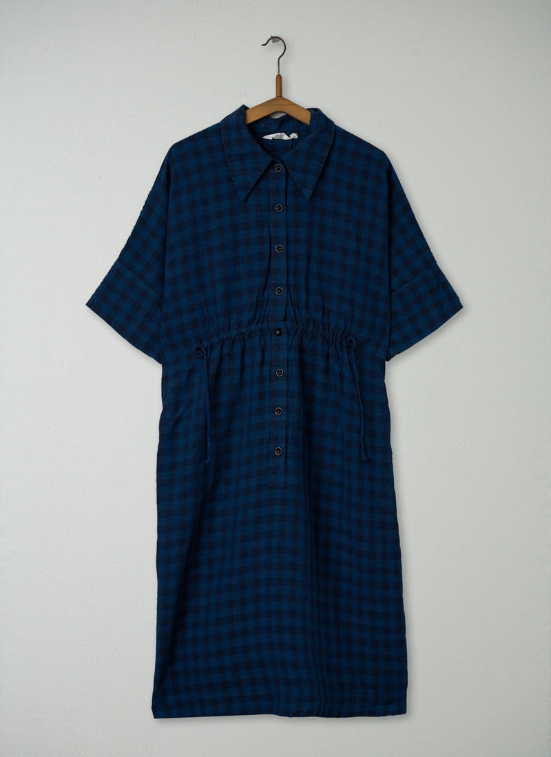 Reworn Gathered Turrell Check Dress Size M (1408) | Multi