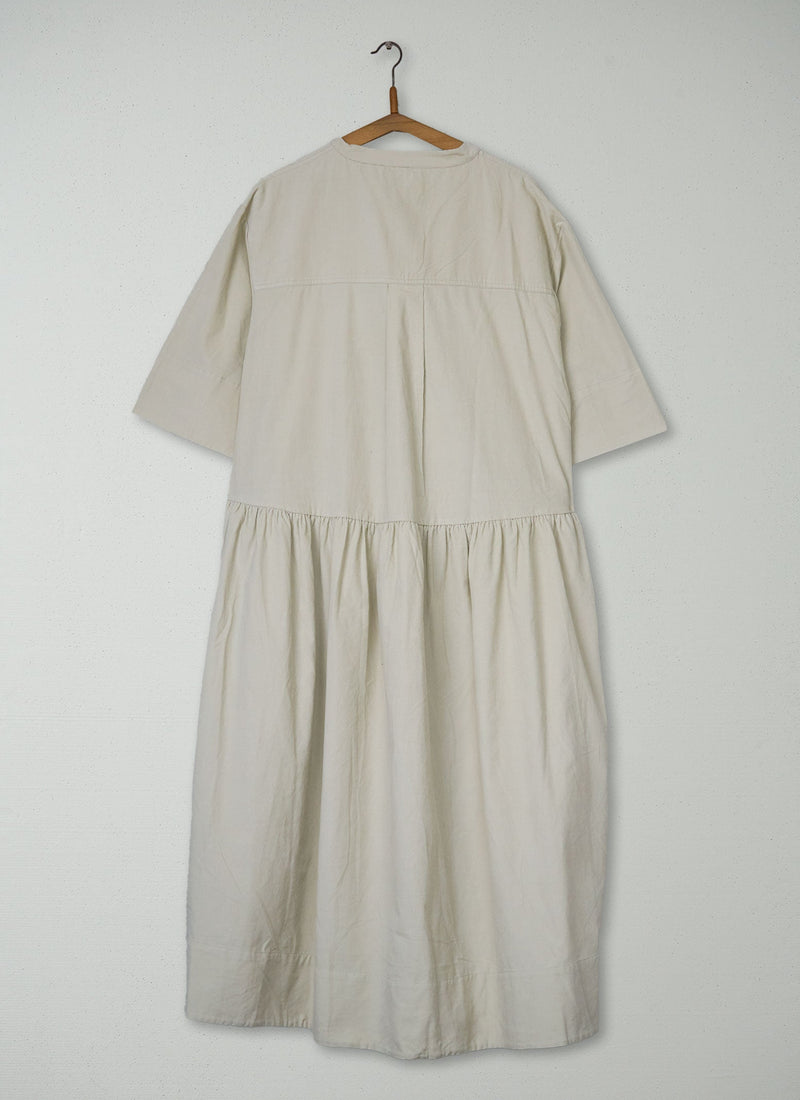 Reworn Needlecord Workwear Dress Size M (1741) | Pale Stone
