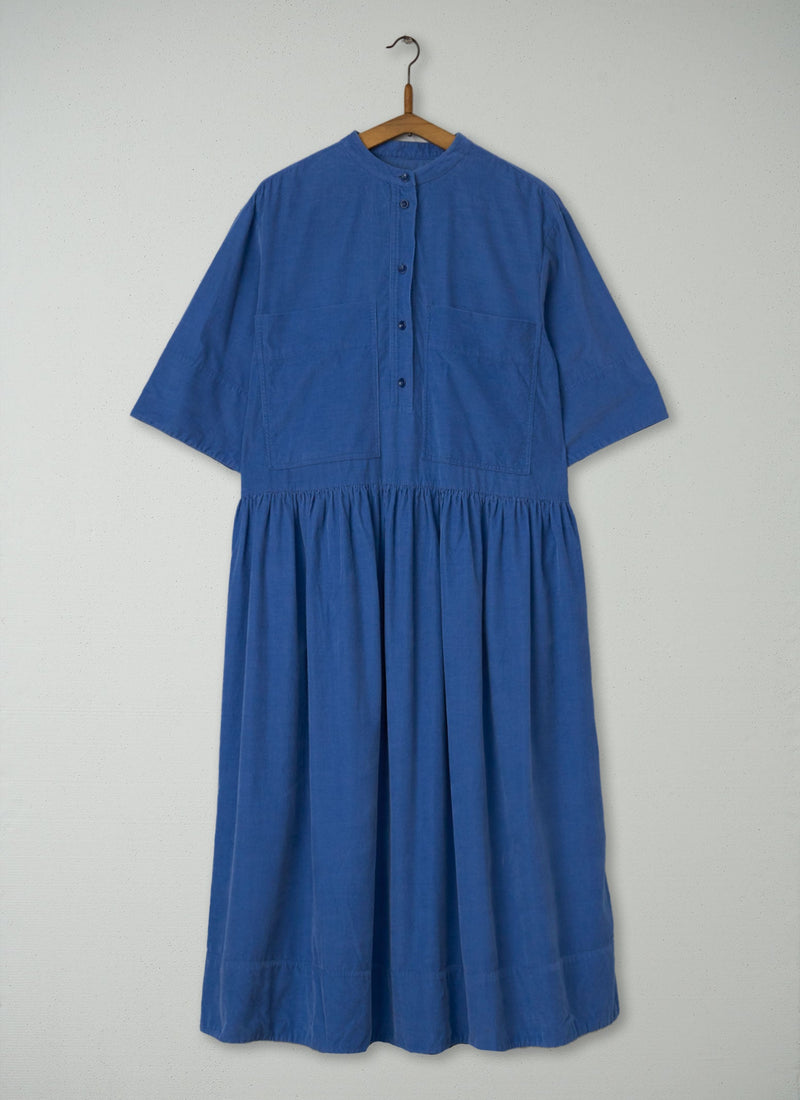 Reworn Needlecord Workwear Dress Size S (1250) | Cornflower Blue