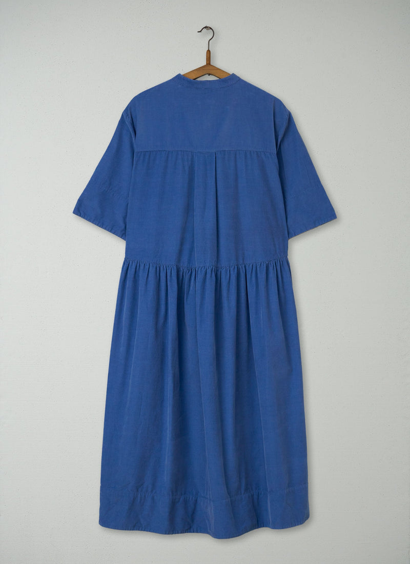 Reworn Needlecord Workwear Dress Size S (1250) | Cornflower Blue