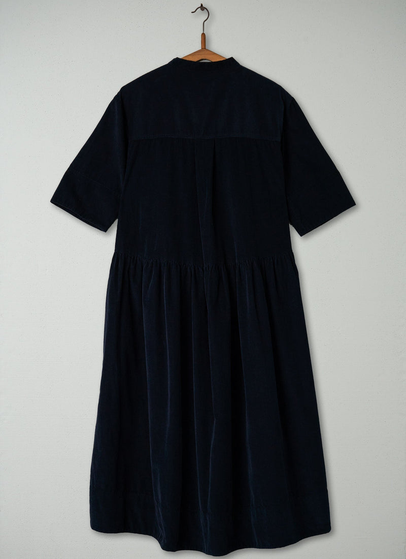 Reworn Needlecord Workwear Dress Size XS (344) | Navy
