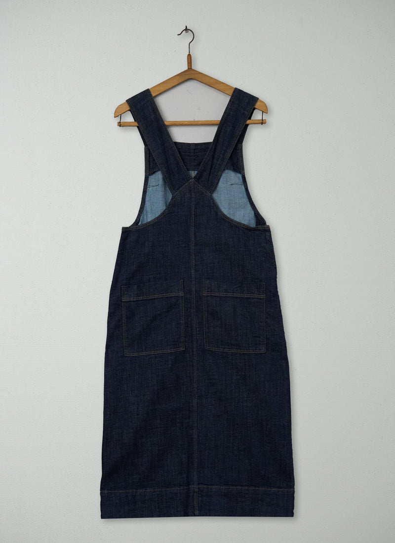 Reworn Denim Pinafore Dress Size 8 (1344) | Indigo