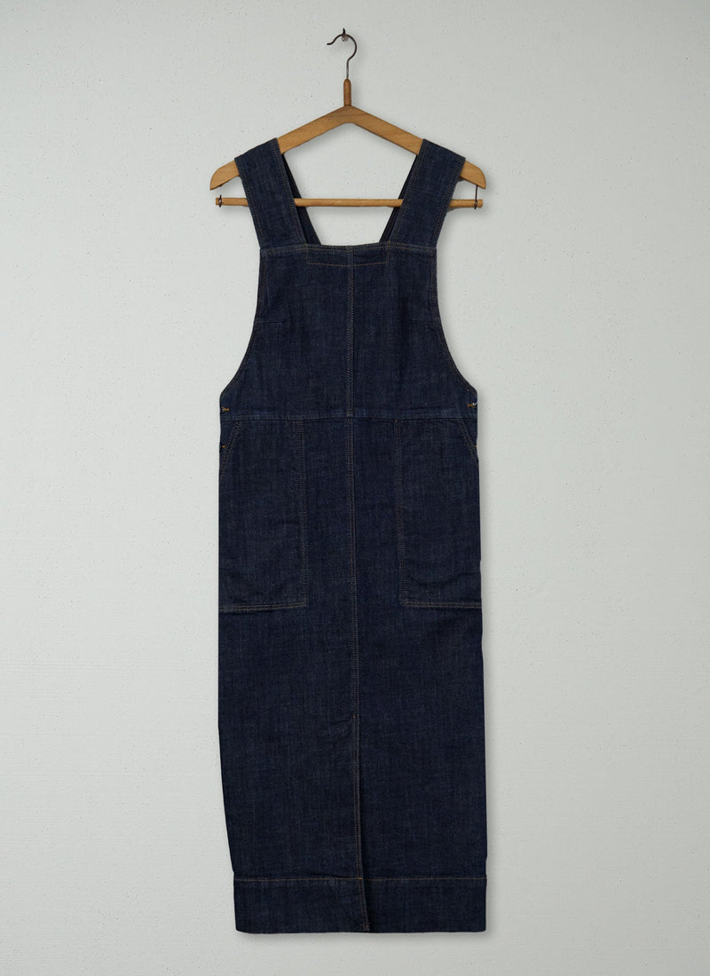 Reworn Denim Pinafore Dress Size 8 (1344) | Indigo