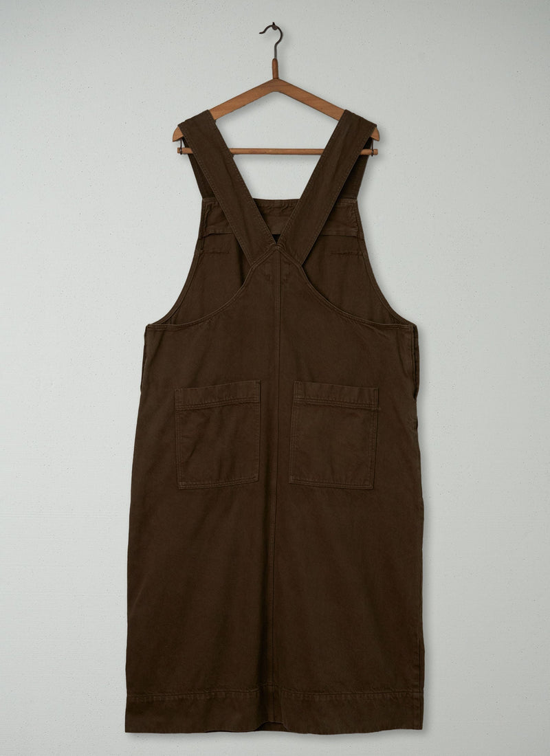Reworn Side Button Pinafore Dress Size 18 (337) | Brown Khaki