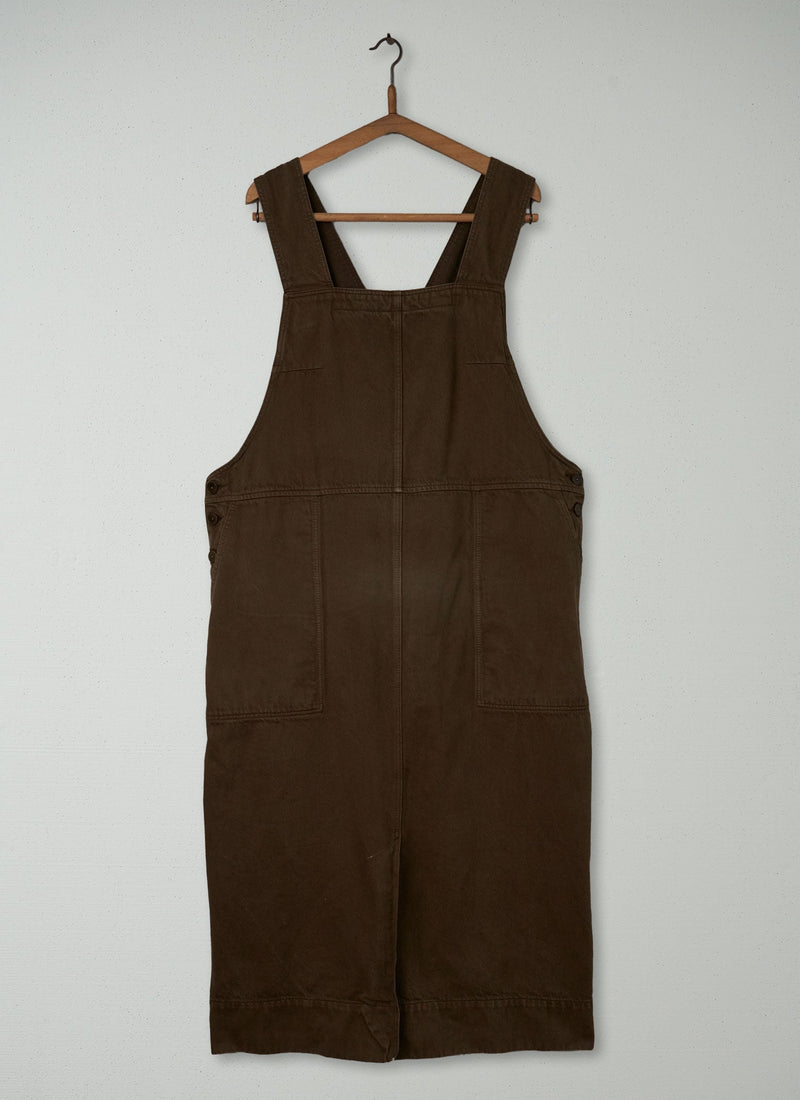 Reworn Side Button Pinafore Dress Size 18 (337) | Brown Khaki