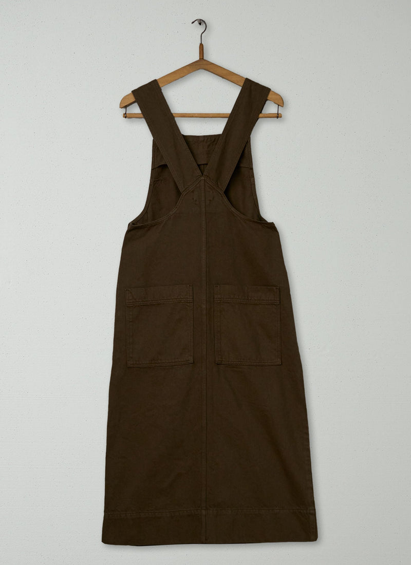 Reworn Side Button Pinafore Dress Size 6 (1437) | Brown Khaki