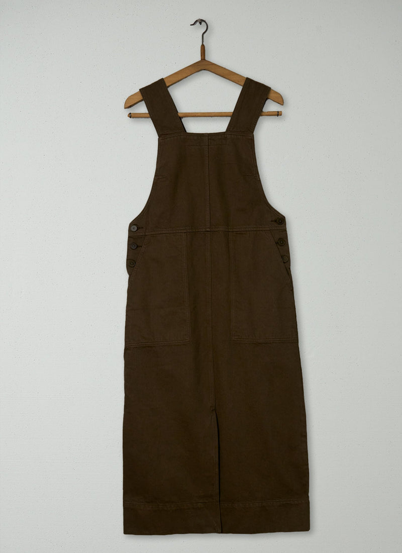 Reworn Side Button Pinafore Dress Size 6 (1437) | Brown Khaki
