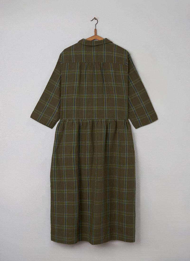 Reworn Check Shirt Dress Size 14 (105) | Rich Olive